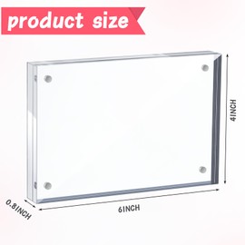 Yalikop 4 Pcs Clear Acrylic Picture Frames Acrylic Photo Frame Magnetic Desktop Display Double Sided Freestanding Floating Frames for Bedroom Living Room Home Office Store Supplies (4 x 6 Inch)