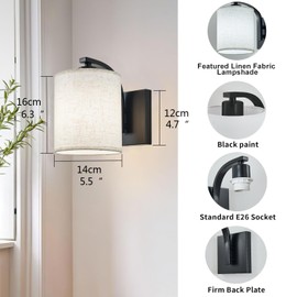 A1A9 Battery Operated Wall Sconce Set of 2, Black Cordless Rechargeable Wall Sconces with Dimmable LED Bulb, 13 Colors Wall Lights for Bedroom Living Room Hallway