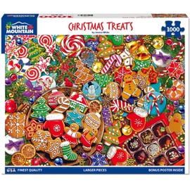 White Mountain Treats Christmas Puzzles 1000 Pieces Winter Theme Food Jigsaw Puzzle for Adults Grandparents and Children