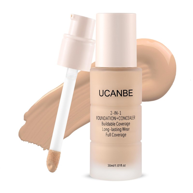 UCANBE Base de maquillaje y corrector 2 en 1, cobertura