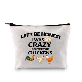BDPWSS Funny Crazy Chicken Lady Gifts Chicken Lover Gift Let's Be Honest I Was Crazy Before The Chickens Makeup Bag for Women (Crazy before chicken bag)
