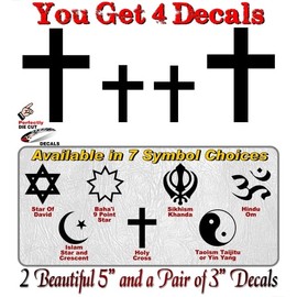 2 Black Holy Cross Decal Sticker Jesus Christian Vinyl Bible Symbol Vehicle Fish Religion Decals Stickers (Holy Cross - Black)