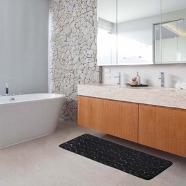 EVIDECO French Home Goods Black Bath Rug Runner Mat Memory Foam Pebble 48" L x 18" W
