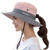 Women's Summer Sun-Hat Ponytail - Outdoor UV-Protection Mesh Wide Brim