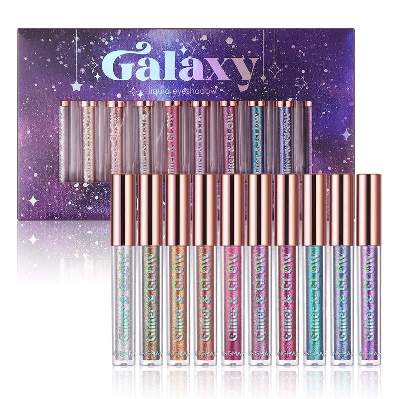 10 Colours Liquid Eyeshadow Set, Colourful Shimmer Glitter Metal Eyeshadow,