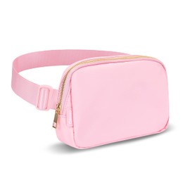 Belt Bag for Women Men Fanny Pack Women Men, Ginsco Crossbody Bag with Adjustable Strap, Unisex Lightweight Everywhere Belt Bag Mini Waist Bag Fits Hiking Running Travel Light Pink M135