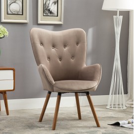 Roundhill Furniture Doarnin Contemporary Silky Velvet Tufted Button Back Accent Chair, Chocolate