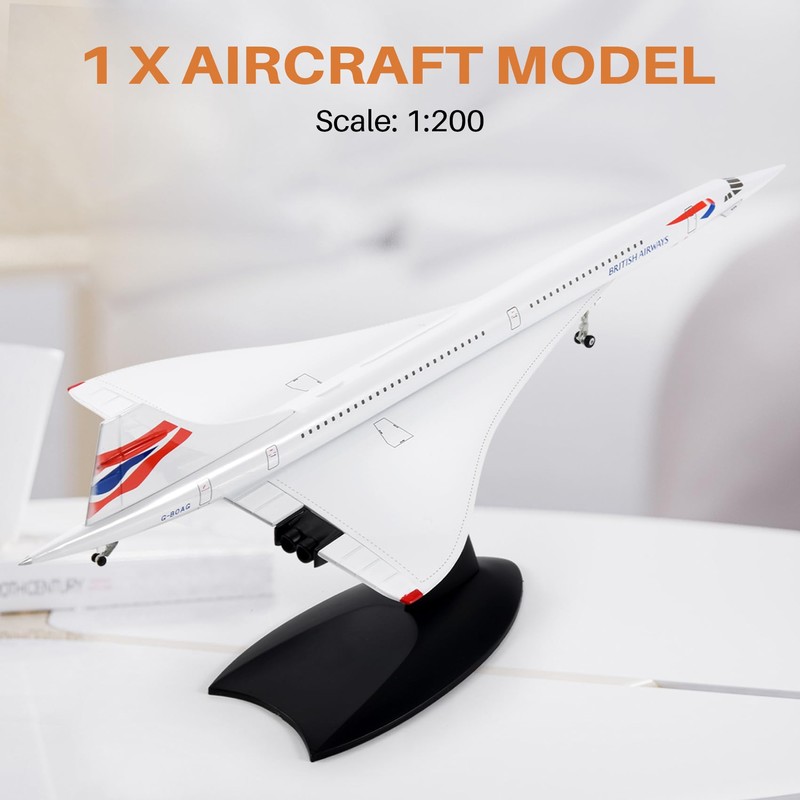 Dasing Model Aeroplane with Stand Concorde Supersonic Passenger Toy Aeroplane