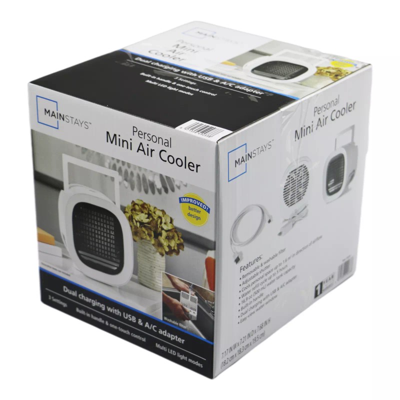 Mainstays Personal Mini Air Cooler with Dual Charging USB &