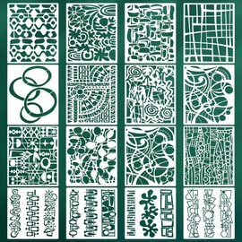 Geometric Texture Stencils for Crafts Reusable 16Pcs Stencils(10X8 Inch)