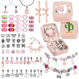 Kit para Hacer Pulseras Niñas, 66 * 2 PCS Pulseras, Cactus y Alpaca Exquisita Caja de Almacenamiento, Fabricación de Joyería, Manualidades Regalos para Niñas de 4-16 Años