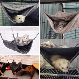 bangminda Small Animal Hammock Hamster Hammock Tunnel Ferret Hammock Warm Bed Hanging Hideaway Tunnel Hammock for Sugar Glider Hamster Squirrel Ferret (Grey)