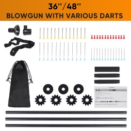 Hbpanan Blow Dart Gun - 36" Blowgun Hunting Kit, 3-Tube Collapsible Design/Fiber Optic Sight, 48pcs Darts (4 Types), Portable Backpack Carry Bag, 2nd/3rd Gen Upgraded for Adults