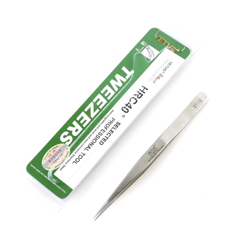 HQBS VETUS Professional Tweezers Tool ST-12 HRC40 Super Fine Tweezer