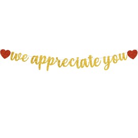 DecoGlee Gold We Appreciate You Banner,NO DIY,Employee Appreciation Banner for Office Party Decorations,Thank you for Employee Teacher Doctor Nurse Staff Appreciation