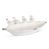 K&K Interiors White Ceramic Leaf Bowl W/4 Song Birds