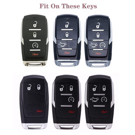 TPU Case 360 Degree TPU Protection Smart Keyless Entry Holder Remote Key Fob Cover Fit for 2021 2020 2019 Dodge Ram 1500 5B Rubber Key Fob Cover Glove Sleeve Protector OHT-4882056 (Blue)