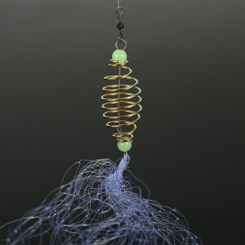 Focket Fishing Net, 4Pcs Copper Spring Net with Luminous Beads