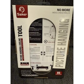 Case NEW SAKER PICTURE HANGING & LEVELING TOOL KIT 85 PIECES WITH HARDWARE CASE