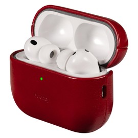 Belemay Handcrafted Oil-Waxed Leather Case for AirPods Pro 3rd Gen (2025), Genuine Cowhide, Smooth Glossy Lively Two-Tone Patina, Compatible with MagSafe, Compatible with Airpods Pro 3, Crimson Red