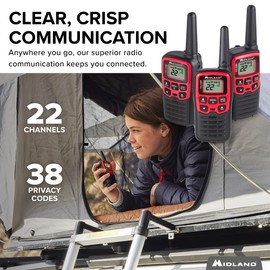 Midland - X-TALKER T31VP, 22 Channel FRS Walkie Talkie - Up to 26 Mile Range Two-Way Radio, 38 Privacy Codes, NOAA Weather Alert (3 Pack) (Black/Red)