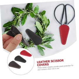 TOVINANNA 6pcs Leather Scissor Cover Protective Scissor Bag Eyebrow Trimming Safety Cover Options