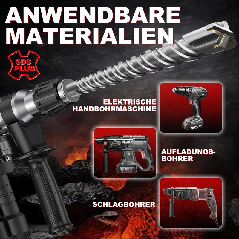 METOTY SDS Plus Drill Bit 30 mm x 260 mm,