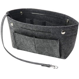 Soyizom Felt Handbag Organiser Bag in Bag, Inner Pockets for Handbags Organiser with Key Chain for Speedy Neverfull, 8 Colours, darkgray