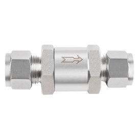 Yoebor 316 Stainless Steel Detachable Compression Check Valve 3/8" OD x 3/8" OD One Way Non-Return Valve for Water Oil Gas, 1pc