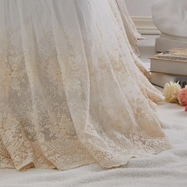 Brandream Boho Bohemian Girl Baby Nursery Lace Crib Bed Skirt Dust Ruffle - Solid Color Romantic Beige Cream Off White Farmhouse Chic 100% Cotton Ruffle Excellent Quality