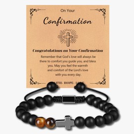 CHICING Confirmation Gifts for Teenage Boys,Catholic Christian Baptism Gifts,Cross Bracelet for men with confirmation decorations - Pocket Guide and Sponsor Gift