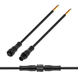 BTF-LIGHTING 3 Pin Electrical Metal nut Connector 22AWG IP68 Male Female Connector 7.87in/20cm Extension Cable for Car,Truck,Boat,Indoor/Outdoor LED Strip Lights/String 15mm Metal Nut Small Size