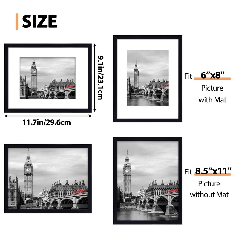 Fixwal 8.5x11 Picture Frame Set of 6 Certificate Frames with