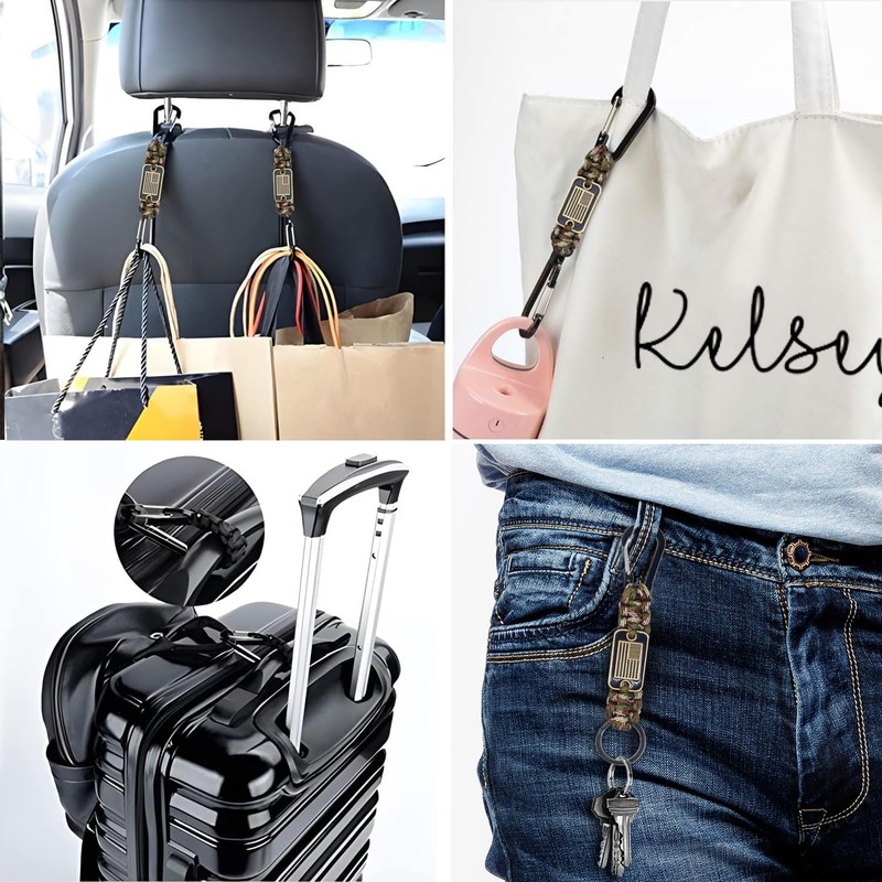 2 Pcs Heavy Duty Paracord Lanyard Necklace, 550 Braided Keychain