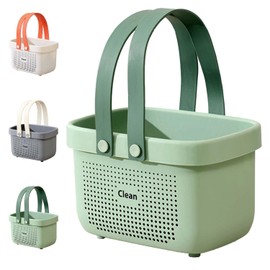 Cesta De Almacenamiento De Ducha Portátil De Plástico,Cesta De Almacenamiento De Plástico Con Asa,Adecuada Para Baño,Cocina,Dormitorio,Gimnasio (Verde 24.8x16.5x15.2cm)