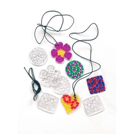 Baker Ross EK662 Crystal Mosaic Pendant Necklaces (Pack of 12), Assorted