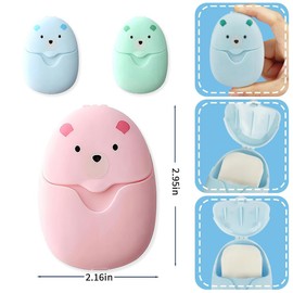 SULIUDAJI 3 Boxes Paper Soap, Portable Soap Sheets Disposable Paper with Plastic Box, Mini Travel - Small and Easy to Carry (Pink + Blue + Green)