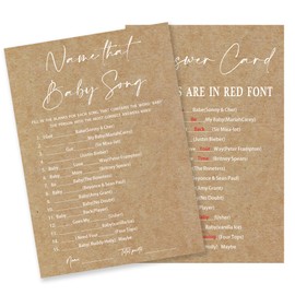 Kraft Paper Baby Shower Game - 30 Name That Baby Song Cards, Gender Reveal Party Favors