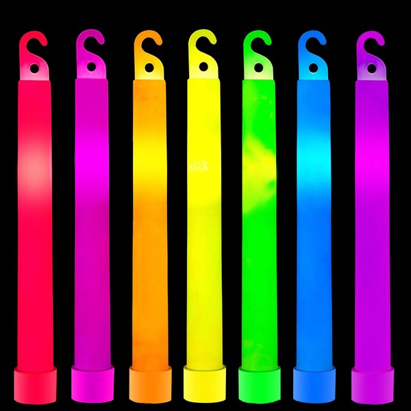 TURNMEON 32 Pack 6" Glow Sticks Emergency Light Party Supplies, 8 Color Ultra Bright Neon Sticks Glow in The Dark, Waterproof Glow Sticks Accessories for Survival,Camping,Hiking,Parties