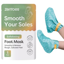 ZenToes Exfoliating Foot Mask for Dry Cracked Feet | Urea, Niacinamide & Rose Extract Infused Foot Peeling Mask | Spa Experience At Home | Mess Free Design | Cucumber Rose Scented, 1 Pair