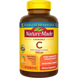 Nature Made Extra Strength Dosage Chewable Vitamin C 1000 mg per serving, Vitamin C Chewable Dietary Supplement for Immune Support, 90 Tablets, 45 Day Supply