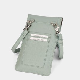 WASAMA Genuine Leather Phone Crossbody Bag With 2 Card Slot With RFID Protection (Sea Foam)