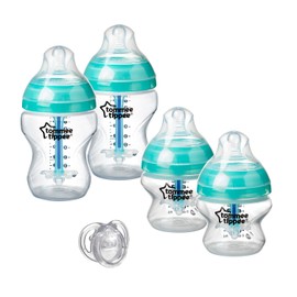 Tommee Tippee Advanced Anti-Colic Newborn Baby Bottle Feeding Set, Heat Sensing Technology, Breast-Like Nipple, BPA-Free
