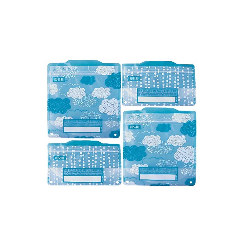 Russbe 18586 Clouds Reusable Snack & Sandwich Bags (Set Of