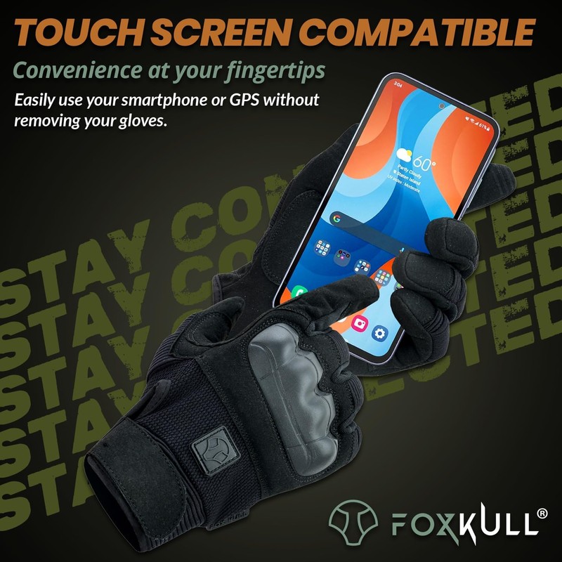FOXKULL Tactical Gloves for Men, Touchscreen Motorcycle Gloves with Hard