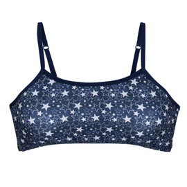 Popular Cotton Girls Training Bra - Crop Cami Training Bras for Girls w Adjustable Straps. Bra Pack 5 PK Navy Stars 7/8