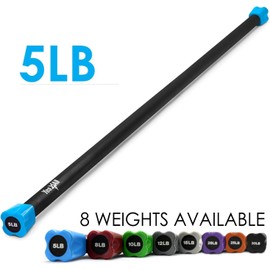 Yes4All Total Body Workout Weighted Pilates Bar, Body Bar For Exercise, Therapy, Aerobics, and Yoga, Strength Training, 5lbs