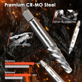 THINKWORK 13Pcs Damaged Screw Extractor Set, Easy Out Bolt Extractor Set, Remover Tools for Damaged, Broken, Rusted, Small Stripped Screws, Bolts, Nuts