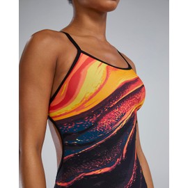 TYR Women's Standard Durafast Elite Crosscutfit Swimsuit, Black/Orange, 36