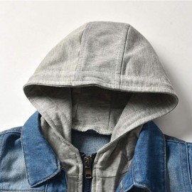 CM C&M WODRO Baby Boys Girls Denim Jacket Kids Toddler Button Down Jeans Jacket Top Coat Outerwear (Hoodie-Grey, 4-5T)